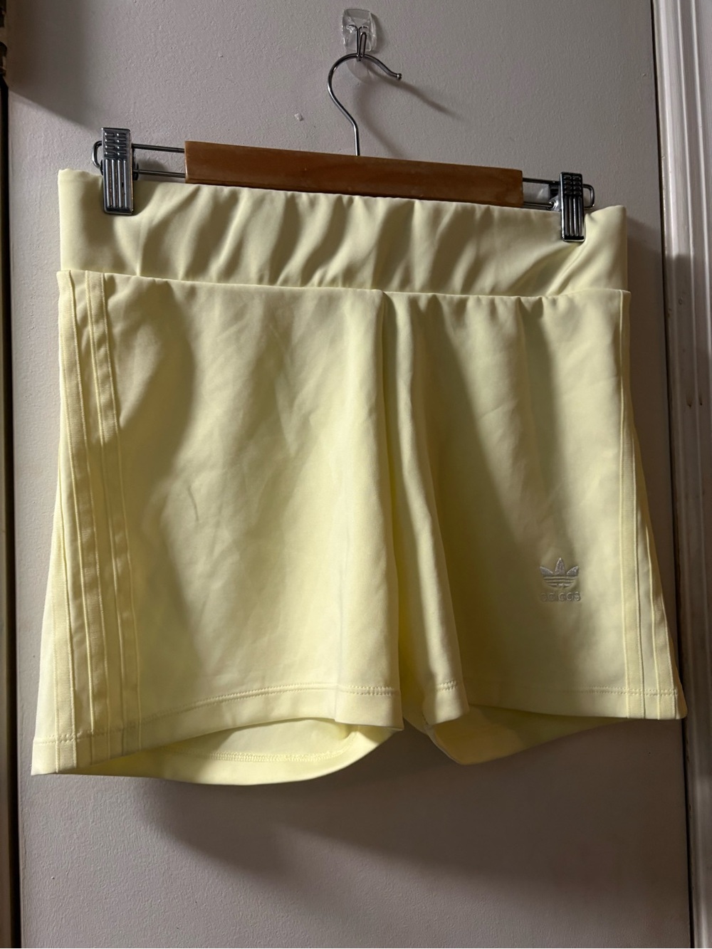 adidas Women's Light Yellow Athletic Shorts with Trefoil size M